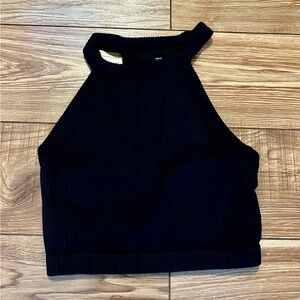 Aerie Black Ribbed Crop Top
